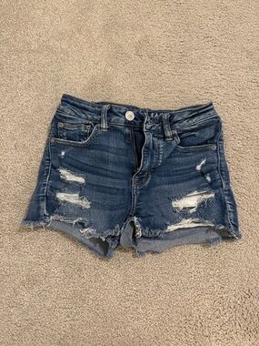 American Eagle Outfitters Ripped Dark Blue Denim Cutoff Shorts